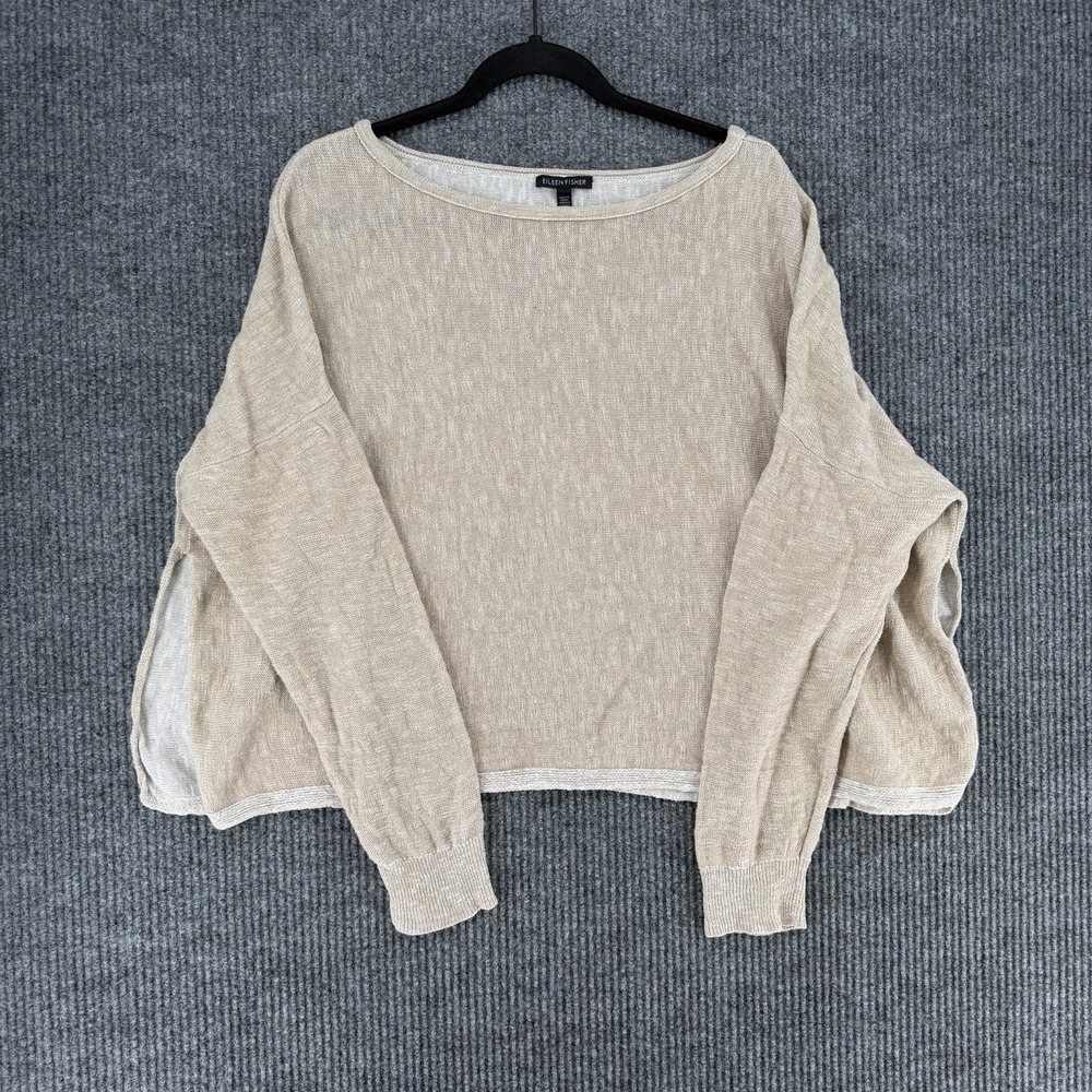 Eileen Fisher organic linen cotton boxy sweater XL lagenlook luxury minimalist - Picture 2 of 10